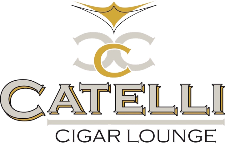 Catelli Cigar Company logo — a gold art-deco gentleman with a cigar, founding lounge partner of Cigar House