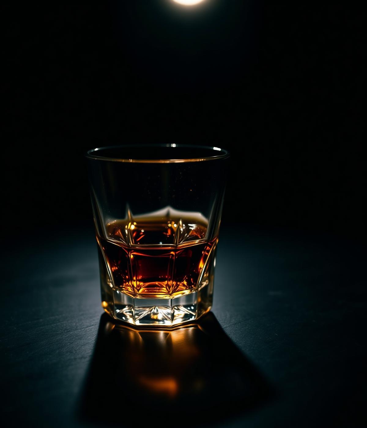 A whiskey pour beside a cigar on a dark table at Norwood Royal Cigars